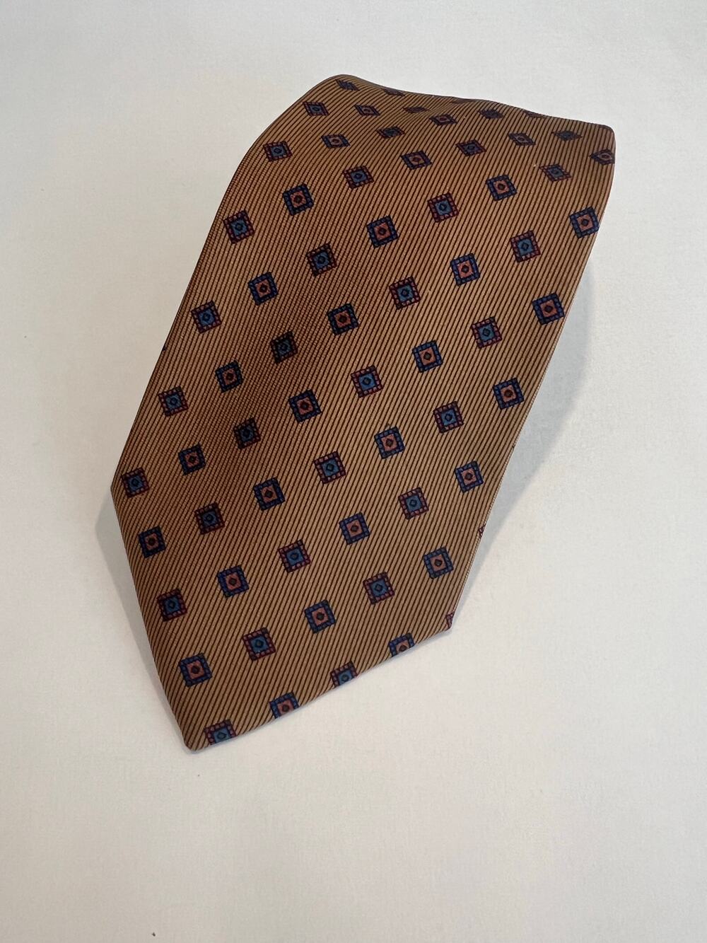 Pancaldi Prestige Made in Italy Men’s Silk Neck Tie Gold Blue SG
